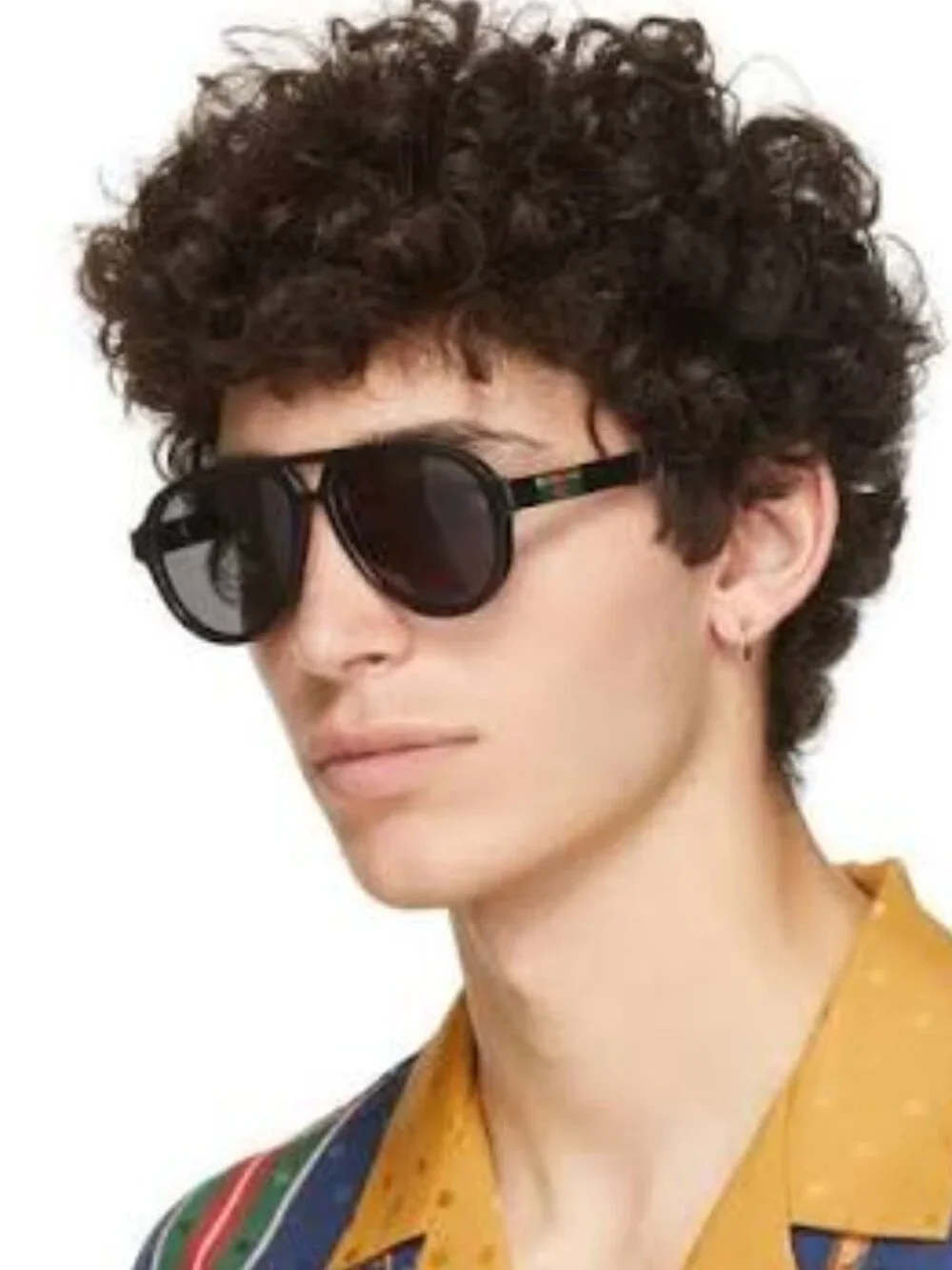 Gucci GG0767S 001 Aviator Men Sunglasses - Black / Grey